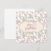 ハッピーバースデーエレガントピンクフローラ誕生日 シーズンカード (正面/裏面)