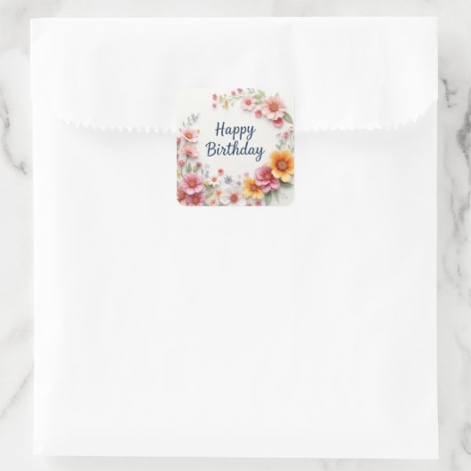 ハッピーバースデーエレガントフローラリース スクエアシール (バッグ)