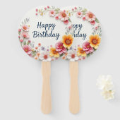 ハッピーバースデーエレガントフローラリース ハンドファン (正面&裏面)