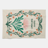 ハッピーバースデーエレガントフローラ枠 キッチンタオル (横)