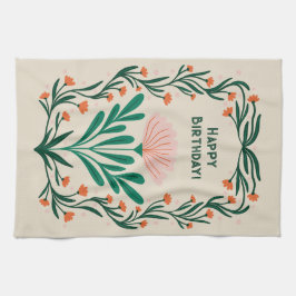ハッピーバースデーエレガントフローラ枠 キッチンタオル