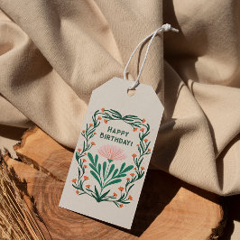 ハッピーバースデーエレガントフローラ枠 ギフトタグ