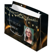 ハッピーバースデーエレガントブラックパーティーシモダンック ラージペーパーバッグ (正面アングル)