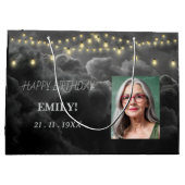 ハッピーバースデーエレガントブラックパーティーシモダンック ラージペーパーバッグ (裏面)