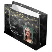 ハッピーバースデーエレガントブラックパーティーシモダンック ラージペーパーバッグ (正面アングル)