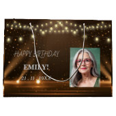 ハッピーバースデーエレガントブラックパーティーシモダンック ラージペーパーバッグ (裏面)