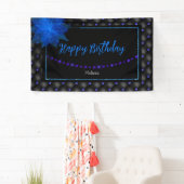 ハッピーバースデーエレガントブルーとブラックバナー 横断幕 (インサイチュ)