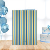 ハッピーバースデーエレガントブルー金ゴールドフローラカスタマイズ カード