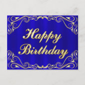 ハッピーバースデーエレガント正規金ゴールドグリーティングカード 案内ポストカード (正面)