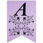 ハッピーバースデーエレガント黒花紫 バンティングフラッグ (第2の旗)