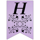 ハッピーバースデーエレガント黒花紫 バンティングフラッグ (第1の旗)