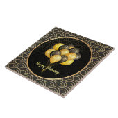 ハッピーバースデーエレガント、黒と金ゴールド タイル (側面)