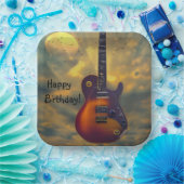 ハッピーバースデーエレキギター ペーパープレート (パーティー)