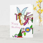ハッピーバースデーエンジェルウクライナフォークアート カード (黄色い花)