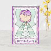 ハッピーバースデーエンジェルガールグリーティングカード カード (黄色い花)