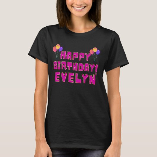 ハッピーバースデーエヴリンおもしろいガールズ Tシャツ (正面)