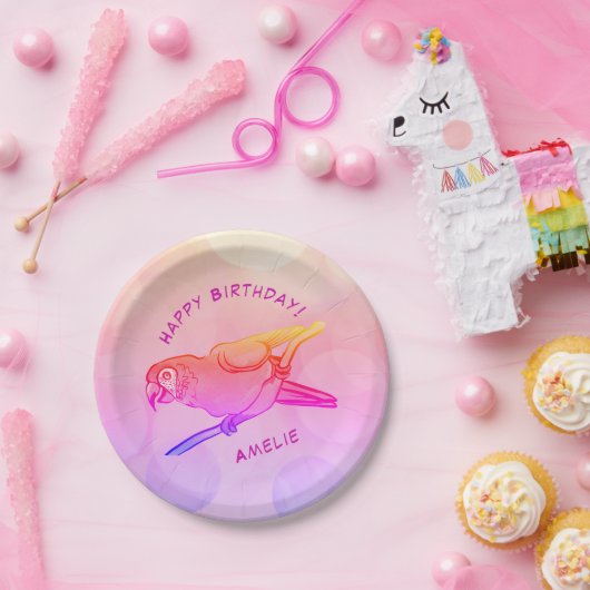 ハッピーバースデーオウム紙プレート ペーパープレート (パーティー)
