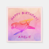 ハッピーバースデーオウム・ナプキンス スタンダードカクテルナプキン (正面)