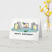 'ハッピーバースデー'オタク系のコンピュータカード、LANパーティー カード (黄色い花)