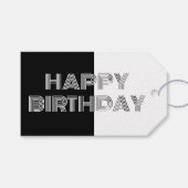 ハッピーバースデーオペアートミニマル白黒スタイリッシュ ギフトタグ (正面(横))