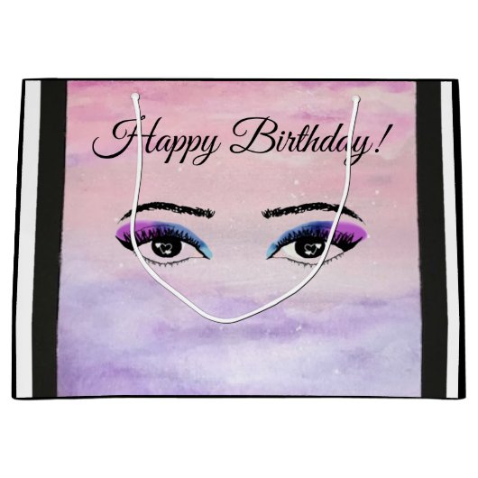 ハッピーバースデーオリジナルのアートワーク（すべての目を見る） ラージペーパーバッグ (正面)