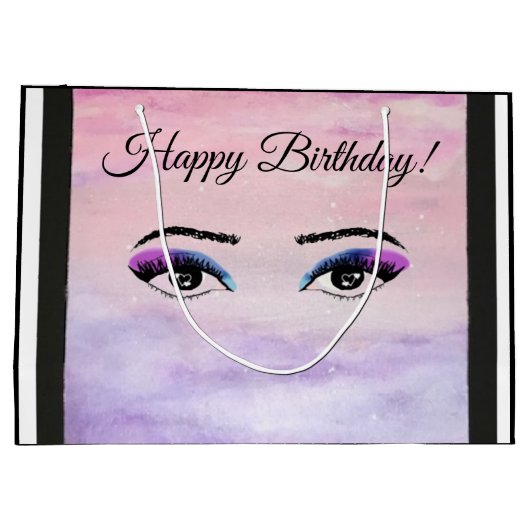 ハッピーバースデーオリジナルのアートワーク（すべての目を見る） ラージペーパーバッグ (裏面)