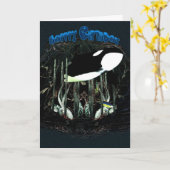 ハッピーバースデーオルカマグロ海 カード (黄色い花)