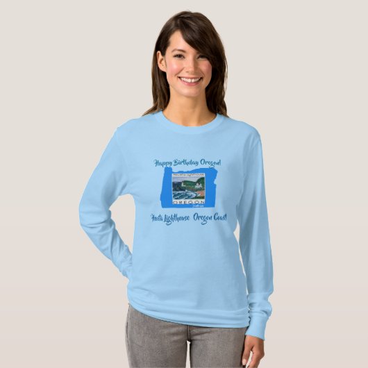 ハッピーバースデーオレゴン!長袖上 Tシャツ (正面フル)