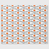 ハッピーバースデーオレンジのピックボールを白に ラッピングペーパー (フラット)