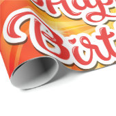 ハッピーバースデーオレンジの背景 ラッピングペーパー (ロールコーナー)