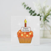 ハッピーバースデーオレンジカップケーキカパーソナライズされたード シーズンカード (スタンド正面)