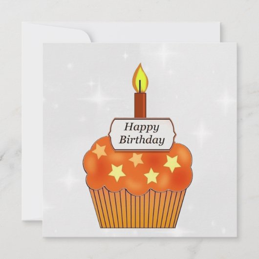 ハッピーバースデーオレンジカップケーキカパーソナライズされたード シーズンカード (正面)