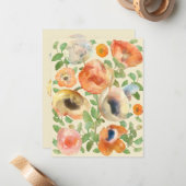 ハッピーバースデーオレンジ春の花 ノートカード (正面/裏面インサイチュ)