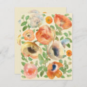 ハッピーバースデーオレンジ春の花 ノートカード (正面/裏面)