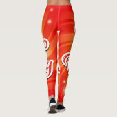 ハッピーバースデーオレンジ色の背景レギンス レギンス (裏面)