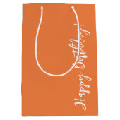 ハッピーバースデーオレンジ ミディアムペーパーバッグ (正面)