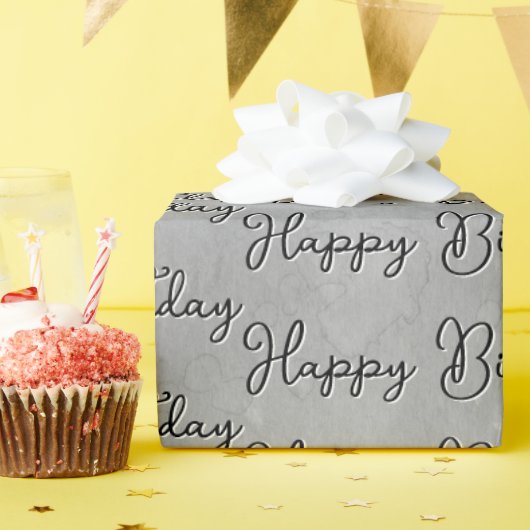 ハッピーバースデーオングレーウォーター色 ラッピングペーパー (誕生日パーティー)
