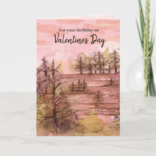 ハッピーバースデーオンバレンタインデサンセットマウンテンズ カード (正面)