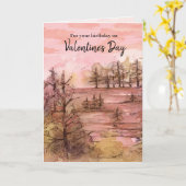 ハッピーバースデーオンバレンタインデサンセットマウンテンズ カード (黄色い花)