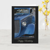 ハッピーバースデーオンブラックウィズヴィンテージカー カード (黄色い花)