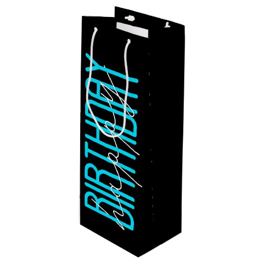 ハッピーバースデーオンブラック ワインギフトバッグ (正面アングル)