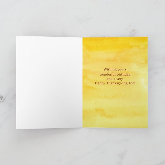 ハッピーバースデーオン感謝祭イエローアスター花 カード (内部)