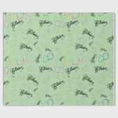ハッピーバースデーオン淡い色のグリーンラッピング紙 ラッピングペーパー (フラット)