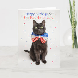 ハッピーバースデーオン7月4日かわいい猫ユーモア シーズンカード