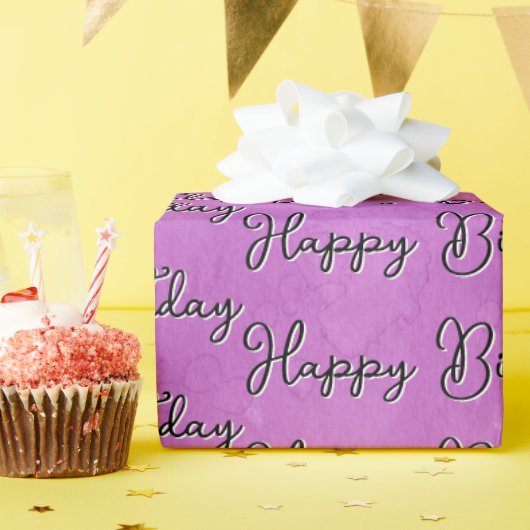 ハッピーバースデーオンPink Waterカラー抽象芸術 ラッピングペーパー (誕生日パーティー)