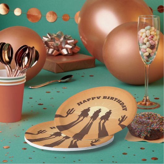 ハッピーバースデーカウボーイ ペーパープレート (複数)