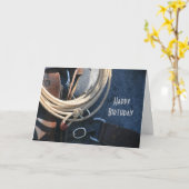 ハッピーバースデーカウボーイ/女性のカーボーイカスタム カード (黄色い花)