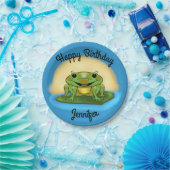 ハッピーバースデーカエルのリリーパッド紙プレート ペーパープレート (パーティー)