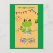 ハッピーバースデーカエル旗バルーン花火 ポストカード (正面)