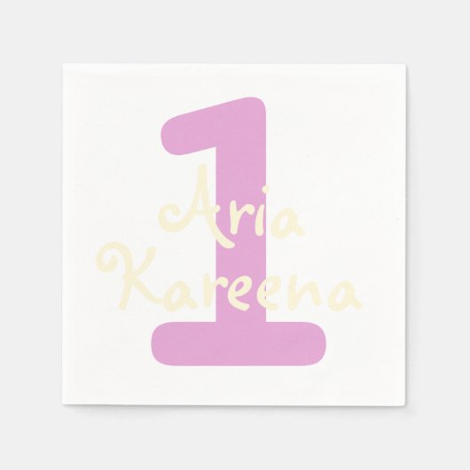 ハッピーバースデーカクテルナプキンベージュピンク スタンダードカクテルナプキン (正面)